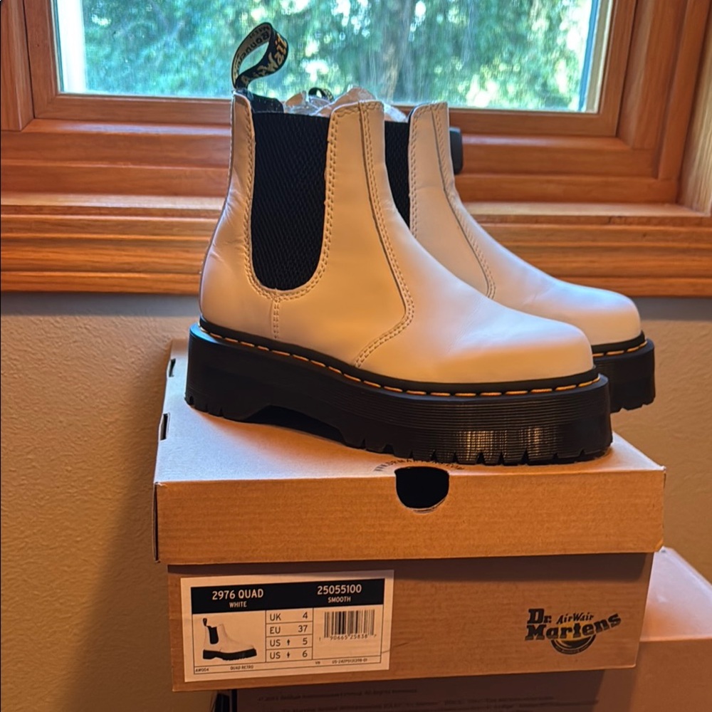 Dr. Martens Quad White Chelsea Boots